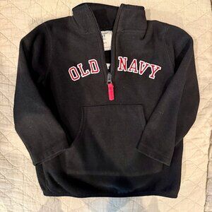 Black Quarter-Zip Toddler Fleece Pullover Jacket